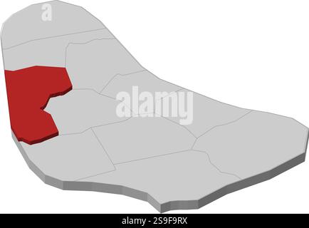 Carte de la Barbade comme une pièce grise, Saint James est surligné en rouge. Illustration de Vecteur