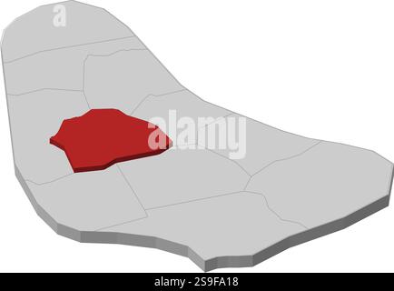 Carte de la Barbade comme une pièce grise, Saint Thomas est surligné en rouge. Illustration de Vecteur