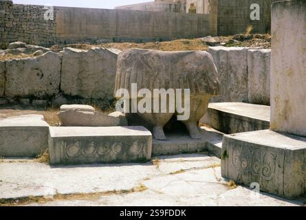 Sculpture de grosse dame, temples néolithiques de Tarxien, site archéologique préhistorique, Malte, Europe 1971 Banque D'Images