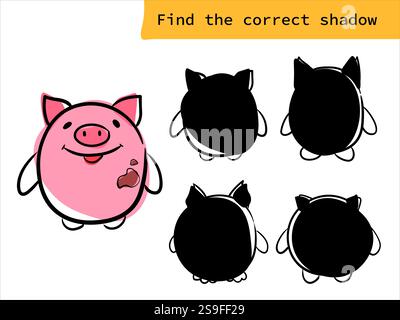 Jeu de correspondance d'ombre - Pig Illustration de Vecteur