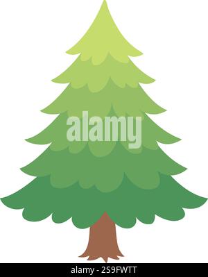 Sapin arbre de pin isolé de style plat de plante forestière dessinée à la main. Vertes couronnes feuillage Botanique pour web design graphique, affiche. Illustration vectorielle Illustration de Vecteur