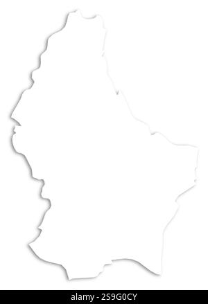 Carte du Luxembourg comme une zone blanche au-dessus de son ombre. Illustration de Vecteur