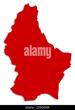 Carte du Luxembourg comme une zone blanche au-dessus de son ombre. Illustration de Vecteur