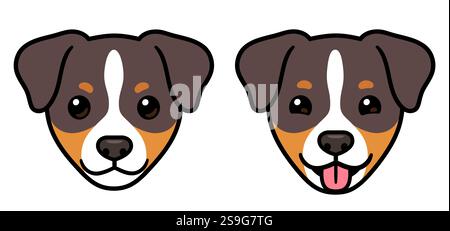 Dessin drôle de tête de chien de Terrier de dessin animé. Languette qui sort. Portrait de chiot mignon, illustration vectorielle clip art. Illustration de Vecteur