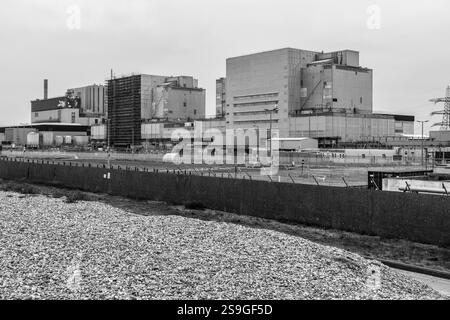 Dungeness B Power Station, une centrale nucléaire en cours de déclassement, Romney Marsh, Kent, Angleterre, Royaume-Uni Banque D'Images