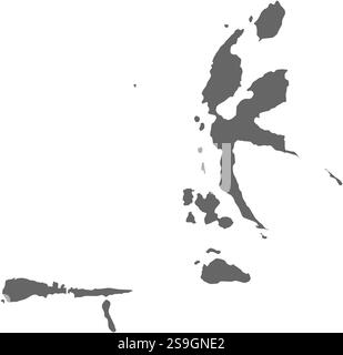 Carte du Nord Maluku, une province de l'Indonésie. Illustration de Vecteur