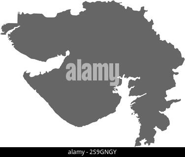 Carte du Gujarat, une province de l'Inde. Illustration de Vecteur