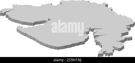 Carte du Gujarat, une province de l'Inde. Illustration de Vecteur