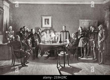 Napoléon III se rend aux Prussiens après la bataille de Sedan pendant la guerre franco-prussienne dite guerre franco-allemande en 1870. Louis-Napoléon Bonaparte, 1808-1873. Président de la seconde République française et, comme Napoléon III, empereur du second Empire français. Banque D'Images