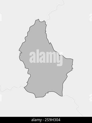 Carte du Luxembourg et des pays voisins, Luxembourg est surligné en gris. Illustration de Vecteur