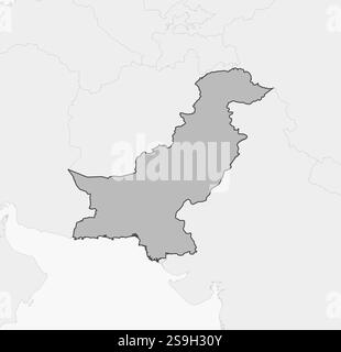 Carte du Pakistan et des pays voisins, Pakistan est surligné en gris. Illustration de Vecteur