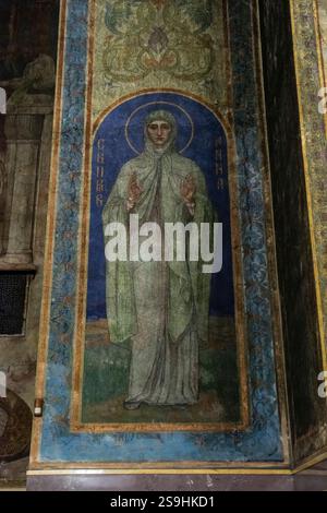 Peinture murale religieuse, cathédrale Alexandre Nevsky, Sofia, République de Bulgarie, Europe. Banque D'Images