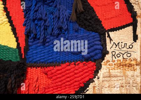 Tapisserie du Fundació, 1979, Joan Miró, Josep Royo, Barcelone, Catalogne, Espagne. Banque D'Images