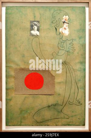 Sans titre. Dessin-collage, 1933, Joan Miró, Barcelone, Catalogne, Espagne. Banque D'Images