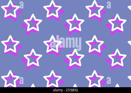 Motif sans couture d'étoiles blanches et roses. Illustration vectorielle. Illustration de Vecteur