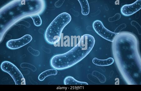 3d bactéries probiotiques. Flore microbienne, lactobacillus acidophilus Illustration de Vecteur