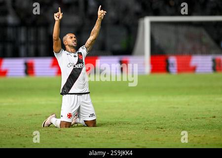 Rio de Janeiro, Brésil - 26 janvier : Paulo Henrique de Vasco célèbre après avoir marqué un but lors du match de football Campeonato Carioca 2025 entre Vasco de Gama et Portuguesa RJ au stade São Januário à Rio de Janeiro, Brésil. (André Ricardo/SPP) Banque D'Images