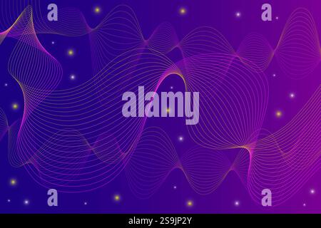 fond violet coloré abstrait avec des lignes, des vagues, des étoiles dessinées à la main Illustration de Vecteur