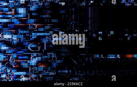 Effet de caméra parasite. Arrière-plan rétro VHS. Ancien modèle vidéo. Aucun signal. Bruit TV statique, mauvais signal TV Banque D'Images