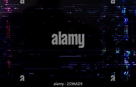 Effet de caméra parasite. Arrière-plan rétro VHS. Ancien modèle vidéo. Aucun signal. Bruit TV statique, mauvais signal TV Banque D'Images