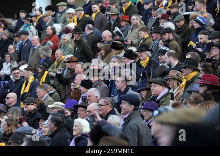 Courses hippiques à l'hippodrome de Cheltenham. Festival Trials Day, le dernier samedi de janvier. Racegoers / Crowds photo de Mikal Ludlow Photography Banque D'Images