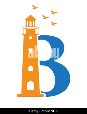 Lettre initiale B modèle vectoriel de conception de logo de Light House Illustration de Vecteur