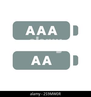 Jeu d'icônes vectorielles de piles AAA et AA. Icônes de type de batterie. Illustration de Vecteur