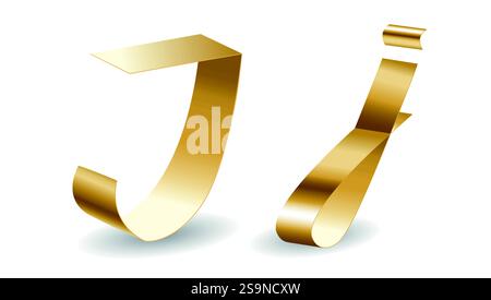 Ruban en forme de lettres J de l'alphabet anglais sur fond blanc. Symbole de police d'illustration 3D vectorielle Illustration de Vecteur