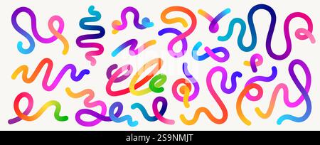 Colorer les formes ondulées. Figures organiques abstraites à ligne dynamique avec dégradé de couleur, ruban fluide à vague tendance et éléments ondulants courbes pour la conception d'affiches Illustration de Vecteur