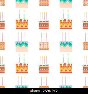 Tranches de gâteaux d'anniversaire avec motif de bougies Illustration de Vecteur