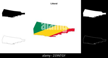 Ensemble de cartes de contour du service littoral Illustration de Vecteur