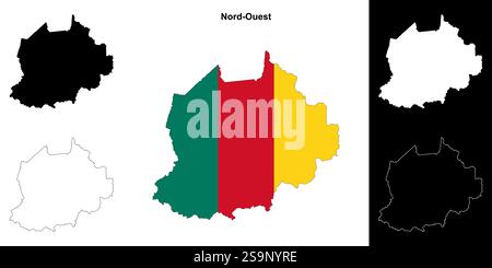 Ensemble de cartes de contour de la région Nord-Ouest Illustration de Vecteur