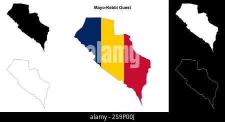 Jeu de cartes du contour de la région de Mayo-Kebbi Ouest Illustration de Vecteur