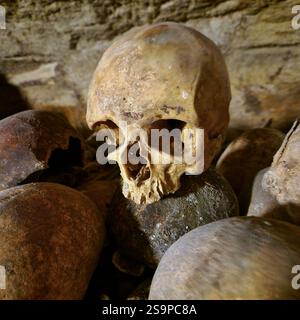 Les Catacombes - les Catacombes, Skullheads, Paris, France Banque D'Images