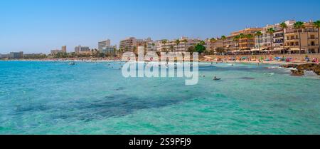 Cala Millor, San Lorenzo del Cardezar et son Servera municipalité, mer Méditerranée, Majorque, Îles Baléares, Espagne, Europe Banque D'Images