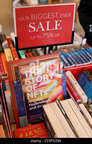 L'histoire du livre NFTS photographié dans le bac de vente de Waterstones à Chichester, West Sussex, Royaume-Uni. Banque D'Images