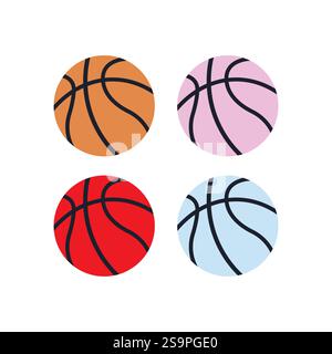 jeu de couleurs d'illustration vectorielle d'icône de symbole d'emoji de basket-ball Illustration de Vecteur