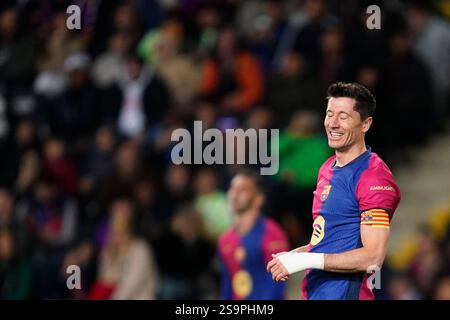 Barcelone, Espagne. 26 janvier 2025. Robert Lewandowski du FC Barcelone lors du match la Liga EA Sports entre le FC Barcelone et le Valencia CF a joué au stade Lluis Companys le 26 janvier 2025 à Barcelone, en Espagne. (Photo de Sergio Ruiz/IMAGO) crédit : Presinphoto SPORT AGENCY/Alamy Live News Banque D'Images