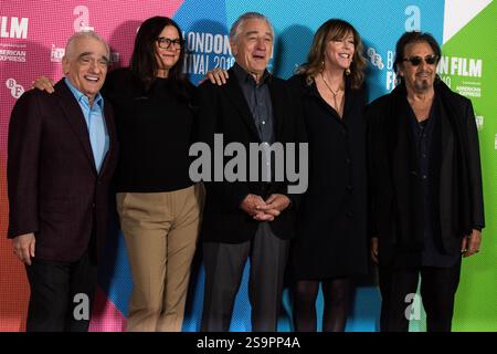 Londres, Royaume-Uni - 12 octobre 2019 - Martin Scorsese, Emma Tillinger Koskoff, Robert de Niro, Jane Rosenthal et Al Pacino assistent à l'appel photo Irishman clôturant le 63e Festival du film de Londres BFI au May Fair Hotel à Londres, en Angleterre Banque D'Images