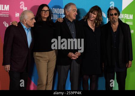 Londres, Royaume-Uni - 12 octobre 2019 - Martin Scorsese, Emma Tillinger Koskoff, Robert de Niro, Jane Rosenthal et Al Pacino assistent à l'appel photo Irishman clôturant le 63e Festival du film de Londres BFI au May Fair Hotel à Londres, en Angleterre Banque D'Images