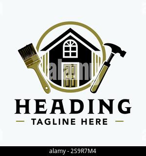 Logo de rénovation de la maison - logo de construction - logo de rénovation Illustration de Vecteur