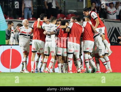 São Paulo, Brésil. 26 janvier 2025. Football Football - Championnat Paulista 2025 – São Paulo vs Corinthians - stade Morumbi. La célébra de São Paulo Banque D'Images