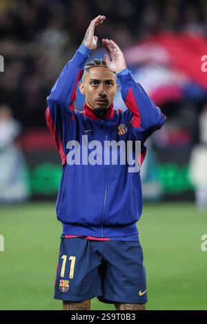 Barcelone, Espagne. 26 janvier 2025. Raphinha (11 ans) du FC Barcelone vu lors du match de LaLiga entre le FC Barcelone et Valence à l'Estadio Olimpico de Montjuic à Barcelone. Crédit : Gonzales photo/Alamy Live News Banque D'Images