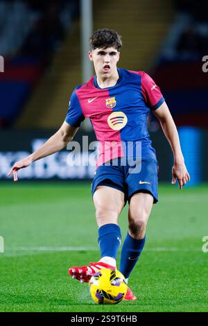 Barcelone, Espagne. 26 janvier 2025. Cubarsi en action lors du match LaLiga EA Sports entre le FC Barcelone et le Valencia CF aux Estadi Olimpic Lluis Companys. Crédit : Christian Bertrand/Alamy Live News Banque D'Images