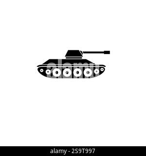 Char de guerre, militaire Heavy Panzer Solid Flat Vector icône isolé sur fond blanc. Illustration de Vecteur