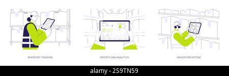 Illustrations vectorielles du concept abstrait du système de gestion d'entrepôt. Illustration de Vecteur