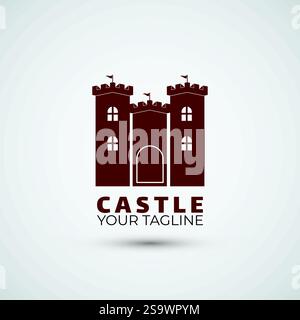 Modèle de conception d'icône de logo de château simple Illustration de Vecteur