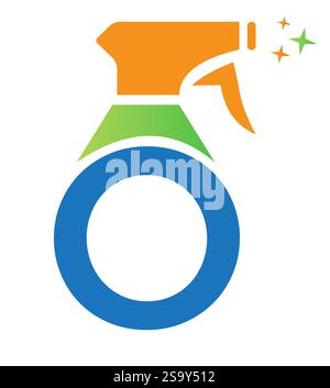 Lettre initiale O House Cleaning logo concept avec symbole de sprays hygiéniques Illustration de Vecteur