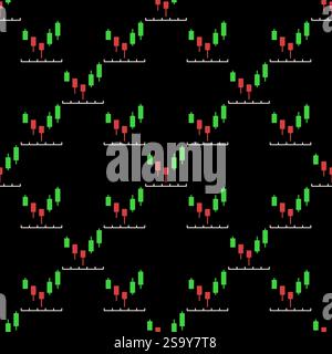 Vecteur de graphique de bougie rouge et vert Crypto Trading et concept d'action de prix coloré modèle sans couture Illustration de Vecteur