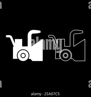 Souffleuse à neige machine claire chasse-neige camion charrue déneigement véhicule équipé saisons transport hiver équipement d'entretien d'autoroute Clean Set icône blanc illustration vectorielle image simple plein contour ligne de contour mince style plat. Souffleuse à neige machine claire chasse-neige camion charrue véhicule équipé saisons transport hiver équipement d'entretien d'autoroute Clean Set icône blanc illustration vectorielle image plein contour ligne de contour mince style plat Illustration de Vecteur